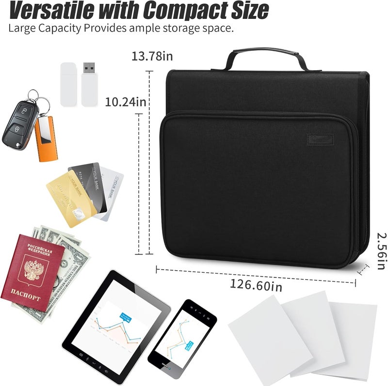 Uquelic Accordion File Organizer Binder with Multi Pockets, Expanding File Folders with 13 Pockets, Handle and Labels, Portable Home Travel Safe Storage for Letter A4 Files and More (Black) - Image 4